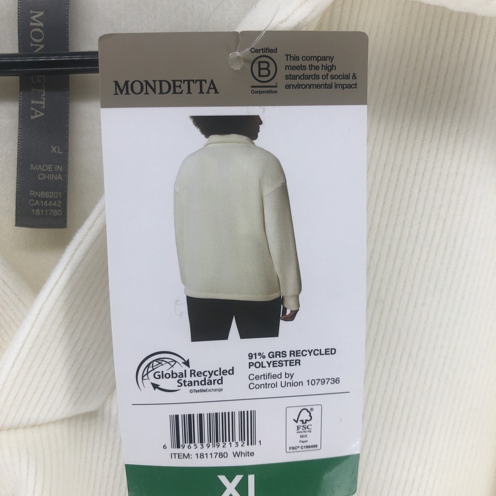 New Mondetta Women Corduroy Soft  Fleece Pullover Cream Ivory XL Extra Large - Picture 2 of 8